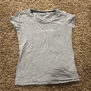 Calvin Klein Gray Fitted Cap Sleeve T-Shirt